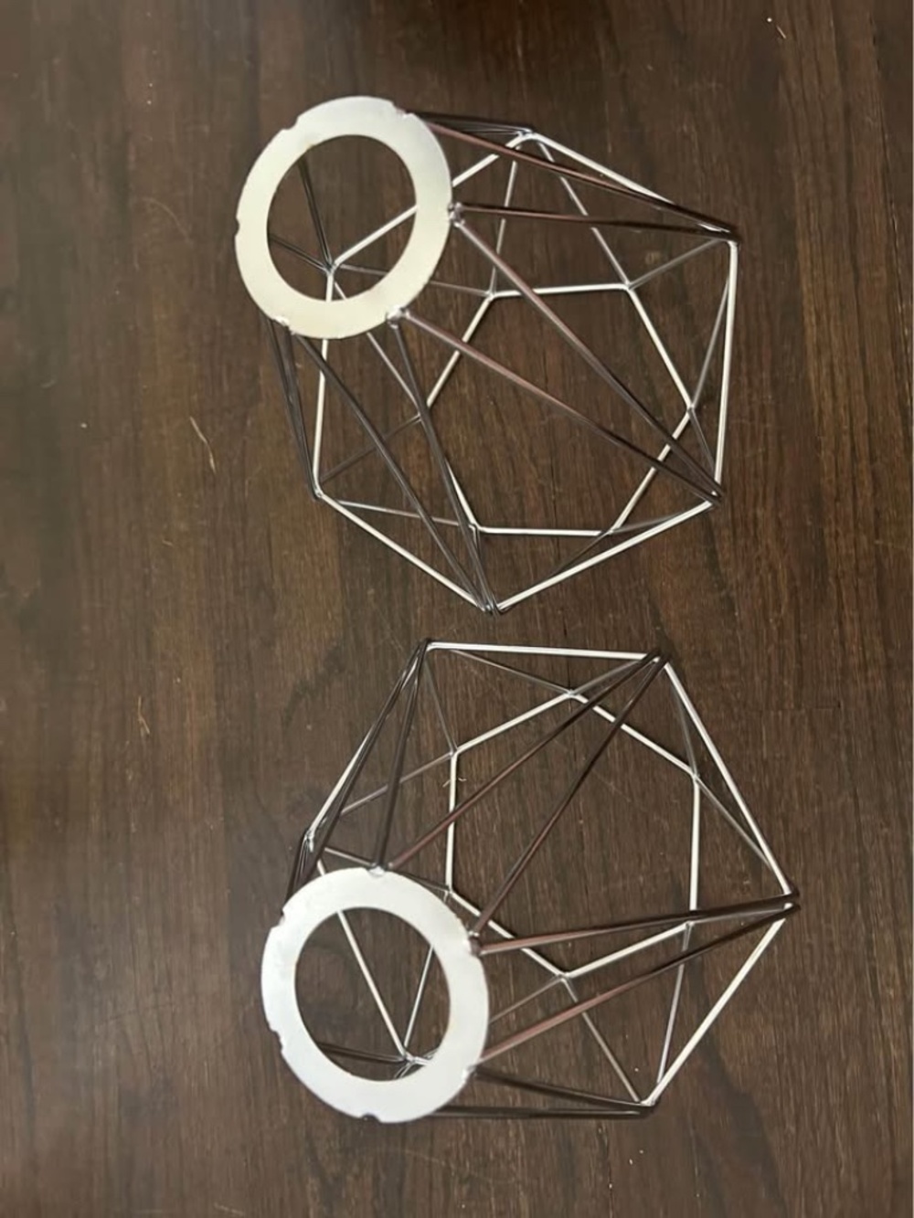Pair of Silver Metal Cage Lamp Shades